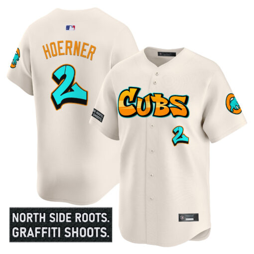 Men’s Chicago Cubs ‘Graffiti North Side Edition’ Vapor Premier Limited Jersey #2 Nico Hoerner