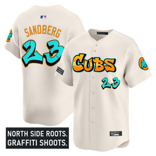 Men’s Chicago Cubs ‘Graffiti North Side Edition’ Vapor Premier Limited Jersey #23 Ryne Sandberg