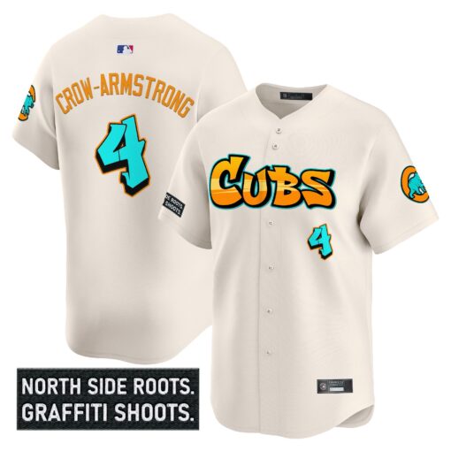 Men’s Chicago Cubs ‘Graffiti North Side Edition’ Vapor Premier Limited Jersey #4 Pete Crow-Armstrong