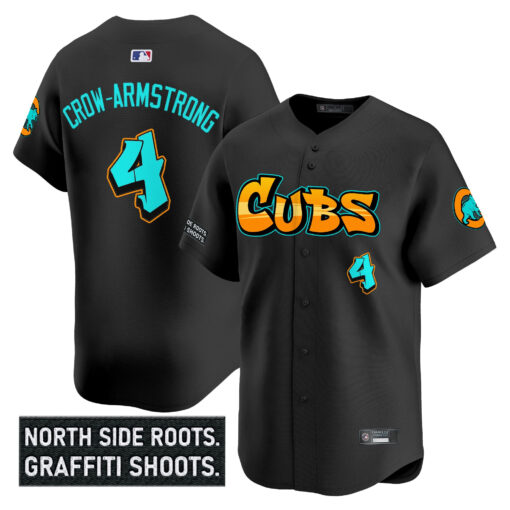 Men’s Chicago Cubs ‘Graffiti North Side Edition’ Vapor Premier Limited Jersey black #4 Pete Crow-Armstrong