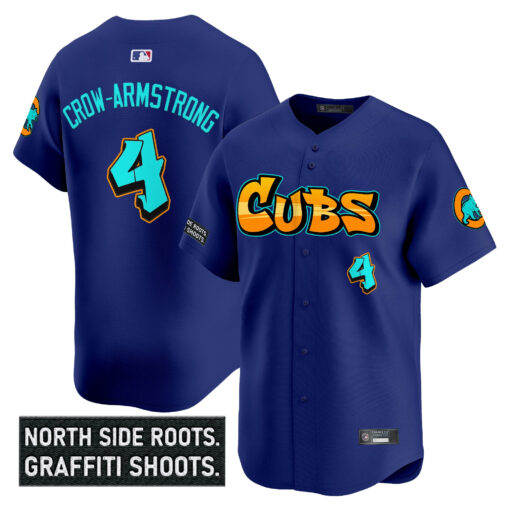 Men’s Chicago Cubs ‘Graffiti North Side Edition’ Vapor Premier Limited Jersey royal #4 Pete Crow-Armstrong