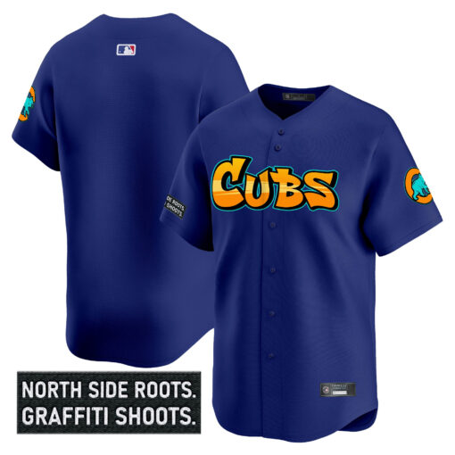 Men’s Chicago Cubs ‘Graffiti North Side Edition’ Vapor Premier Limited Jersey royal blank