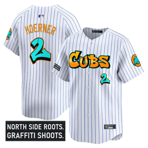 Men’s Chicago Cubs ‘Graffiti North Side Edition’ Vapor Premier Limited Jersey white #2 Nico Hoerner