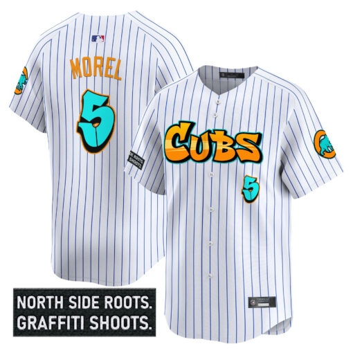 Men’s Chicago Cubs ‘Graffiti North Side Edition’ Vapor Premier Limited Jersey white #5 Christopher Morel