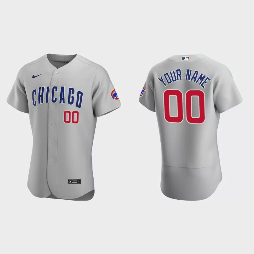 Men’s Chicago Cubs Gray Authentic 2020 Road Custom Jersey