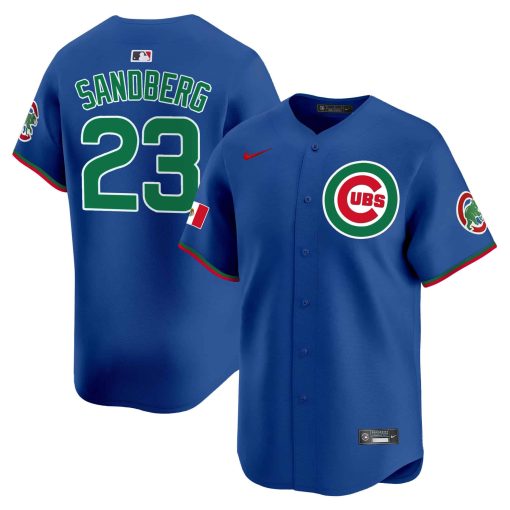 Men’s Chicago Cubs Mexico Vapor Premier Limited Jersey #23 SANDBERG BLUE