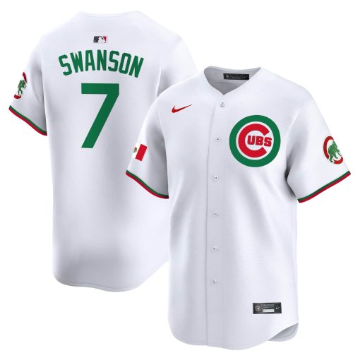 Men’s Chicago Cubs Mexico Vapor Premier Limited Jersey #7 Dansby Swanson