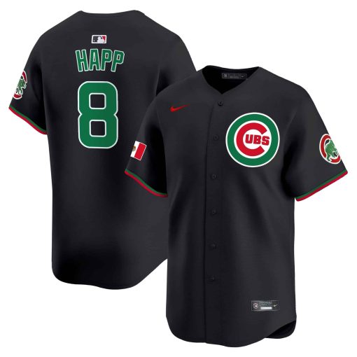 Men’s Chicago Cubs Mexico Vapor Premier Limited Jersey #8 HAPP BLACK