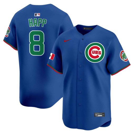 Men’s Chicago Cubs Mexico Vapor Premier Limited Jersey #8 HAPP BLUE