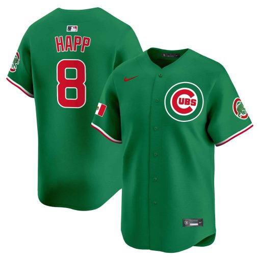 Men’s Chicago Cubs Mexico Vapor Premier Limited Jersey #8 HAPP GREEN