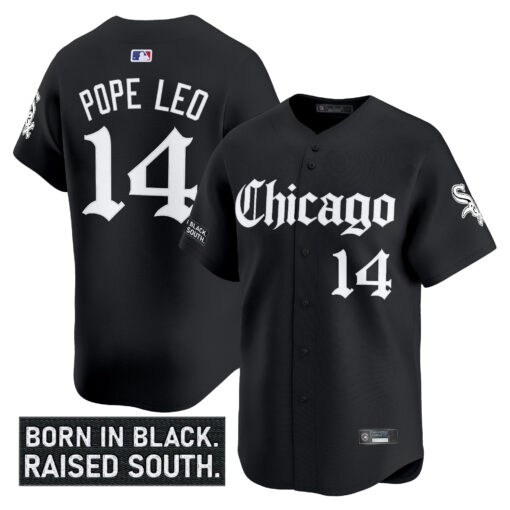 Men’s Chicago White Sox ‘Gothic South Side Edition’ Vapor Premier Limited Jersey #14 Pope Leo