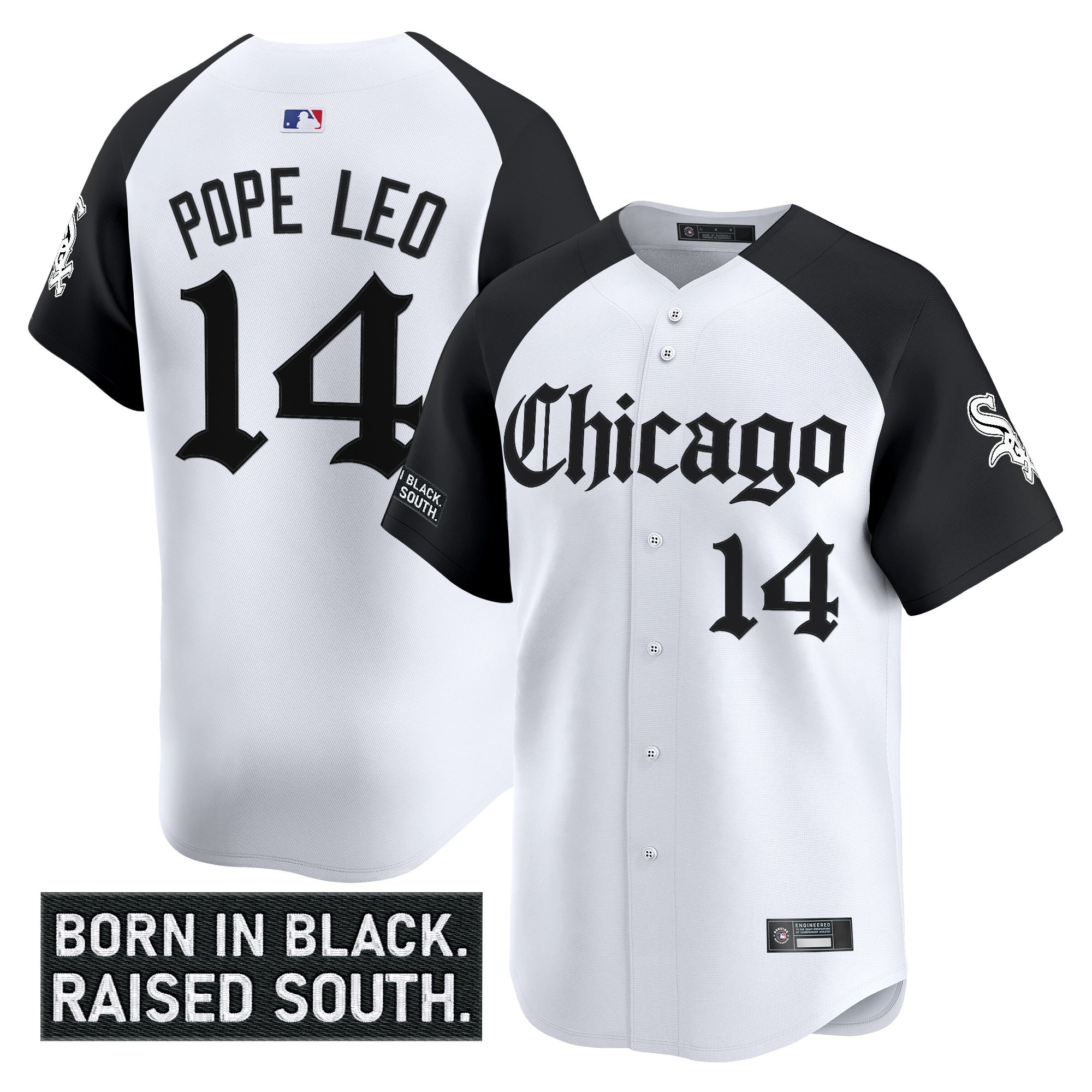 Men’s Chicago White Sox ‘Gothic South Side Edition’ Vapor Premier Limited Jersey alternate #14 Pope Leo