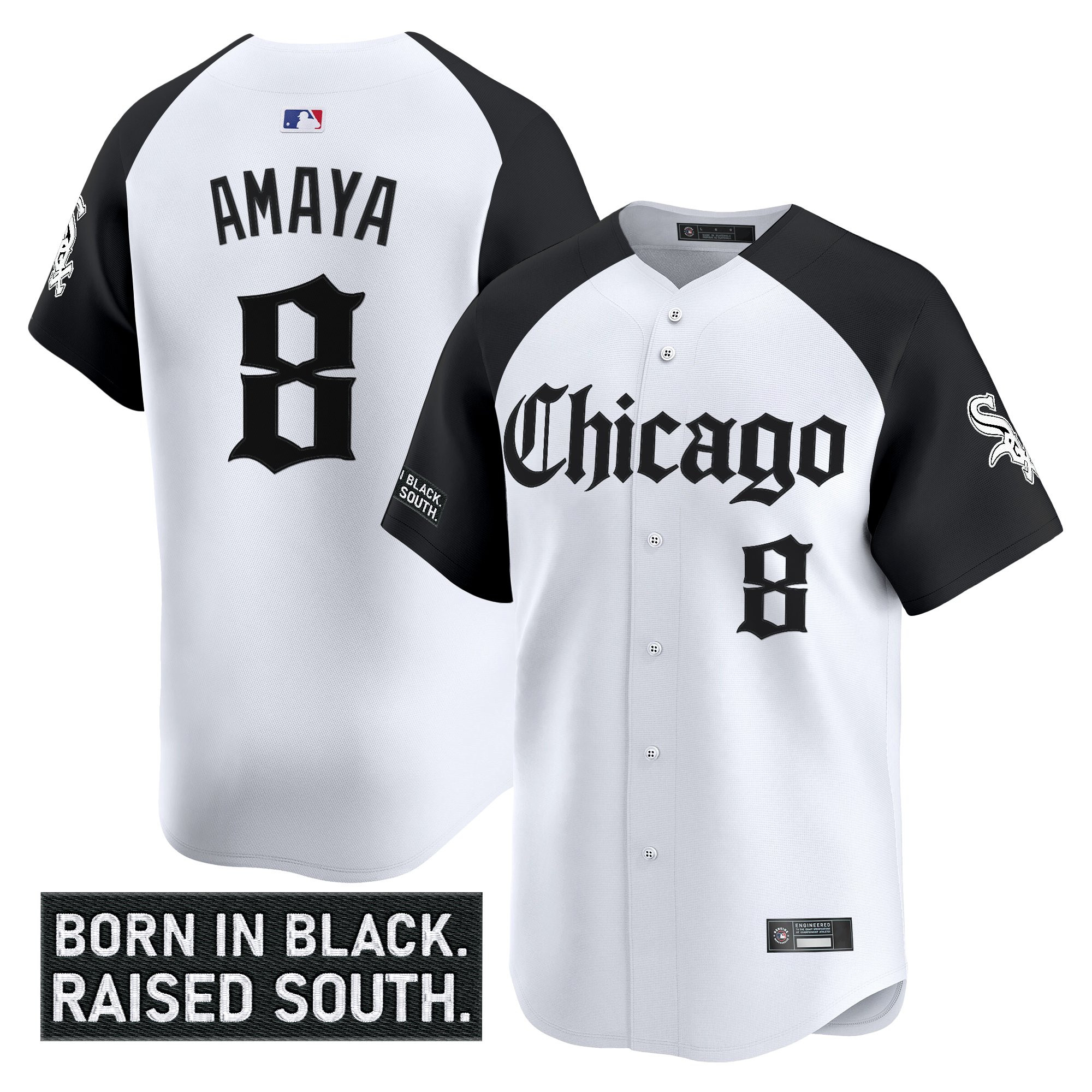 Men’s Chicago White Sox ‘Gothic South Side Edition’ Vapor Premier Limited Jersey alternate #8 Jacob Amaya