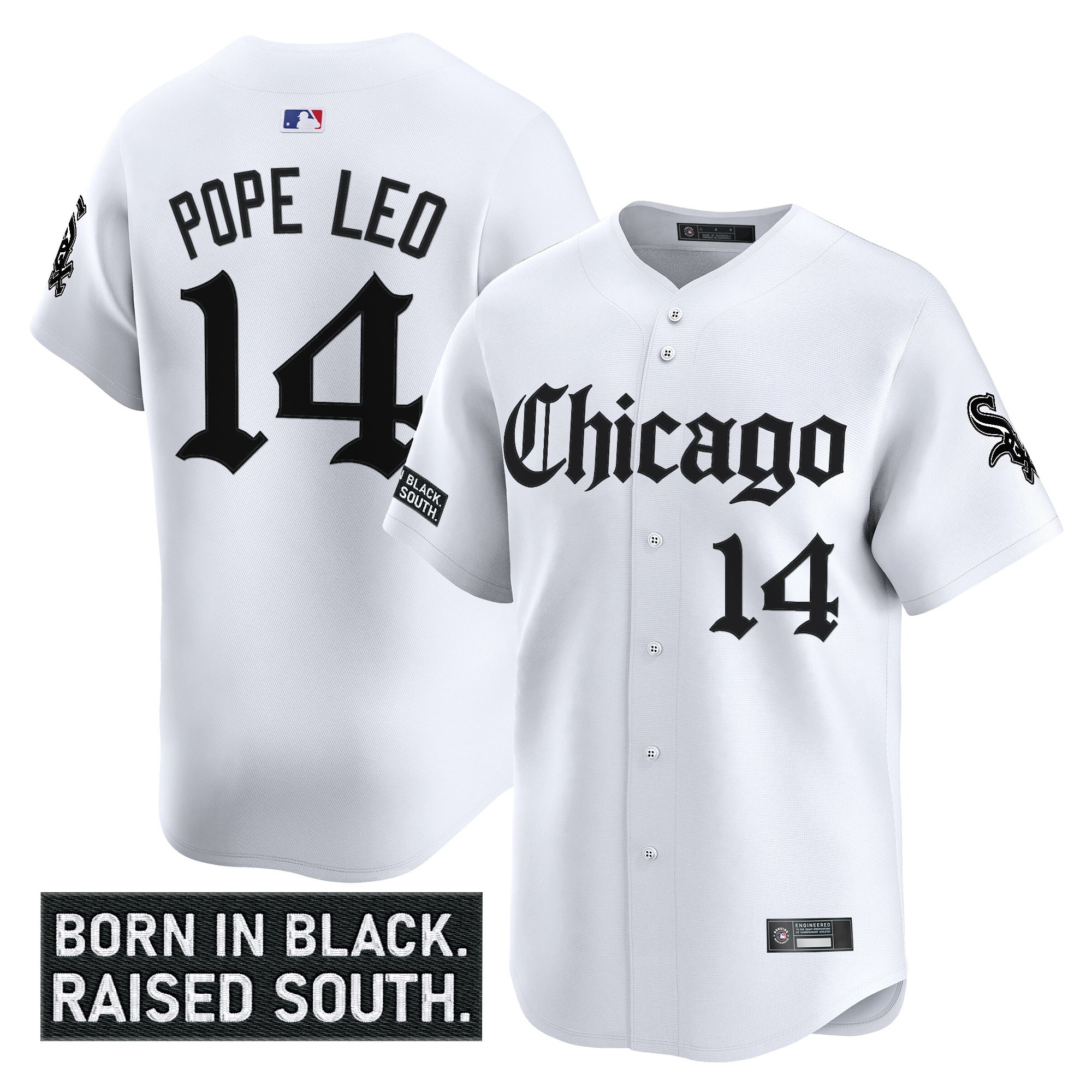 Men’s Chicago White Sox ‘Gothic South Side Edition’ Vapor Premier Limited Jersey white #14 Pope Leo