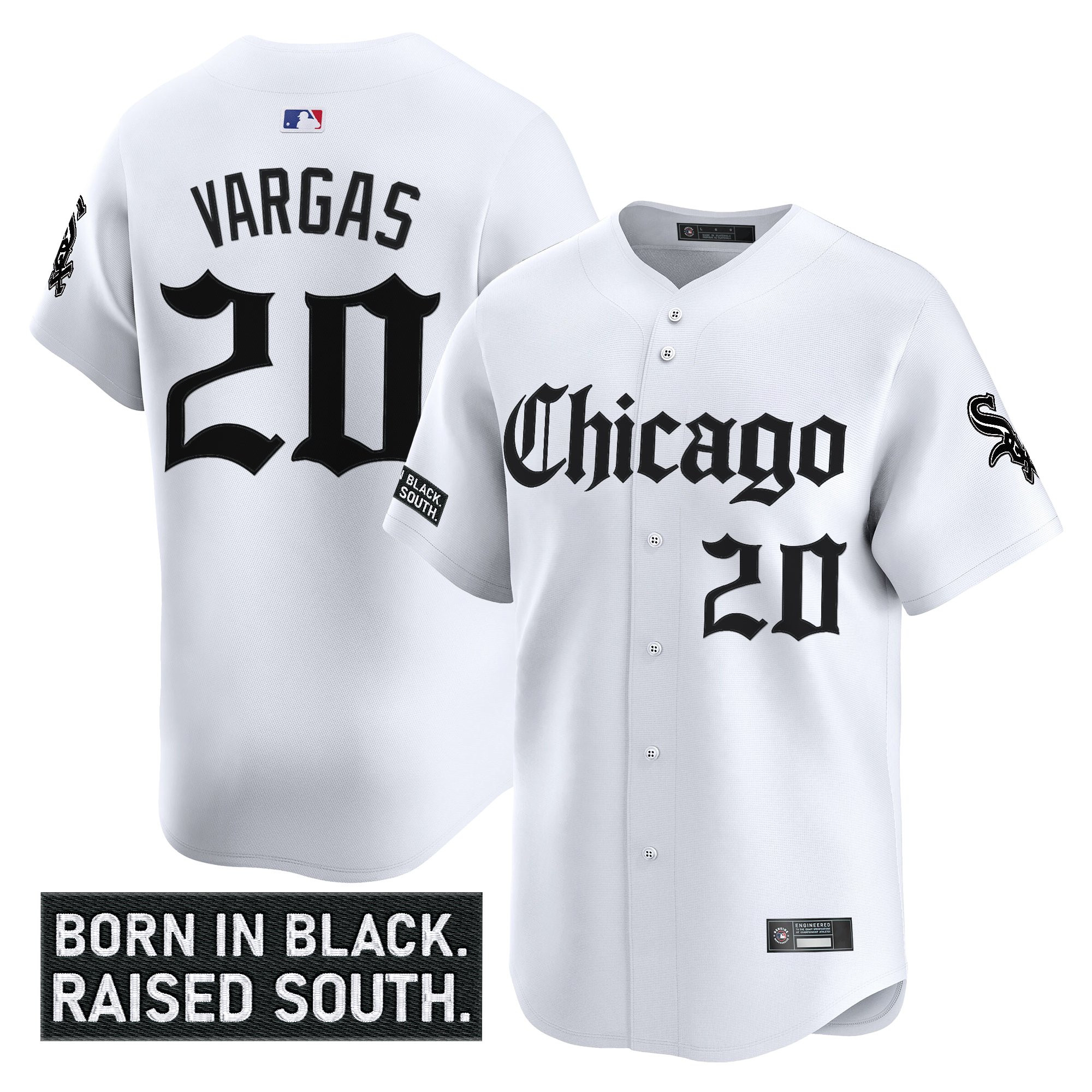 Men’s Chicago White Sox ‘Gothic South Side Edition’ Vapor Premier Limited Jersey white #20 Miguel Vargas