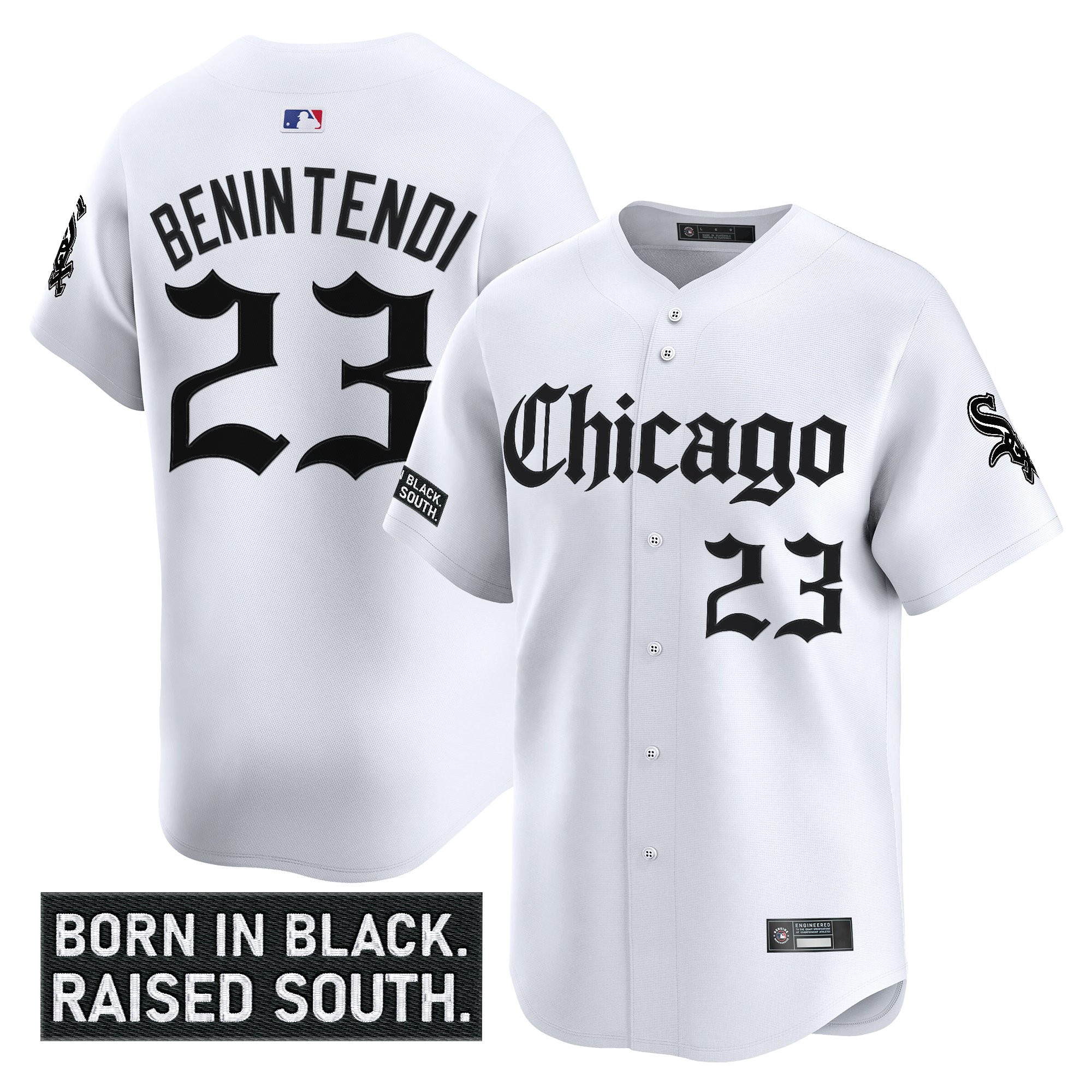 Men’s Chicago White Sox ‘Gothic South Side Edition’ Vapor Premier Limited Jersey white #23 Andrew Benintendi
