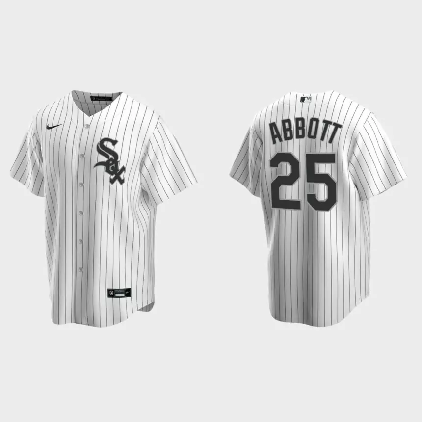 Men’s Chicago White Sox Jim Abbott White Replica Retired Player Jersey