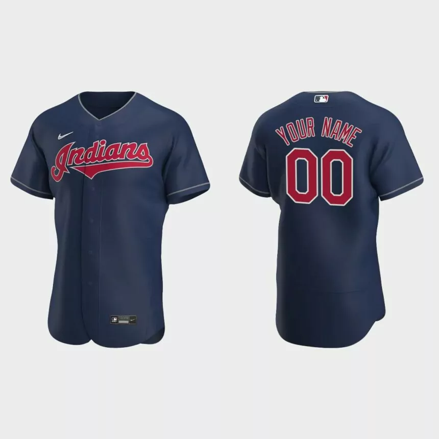 Men’s Cleveland Indians Navy Authentic 2020 Alternate Custom Jersey