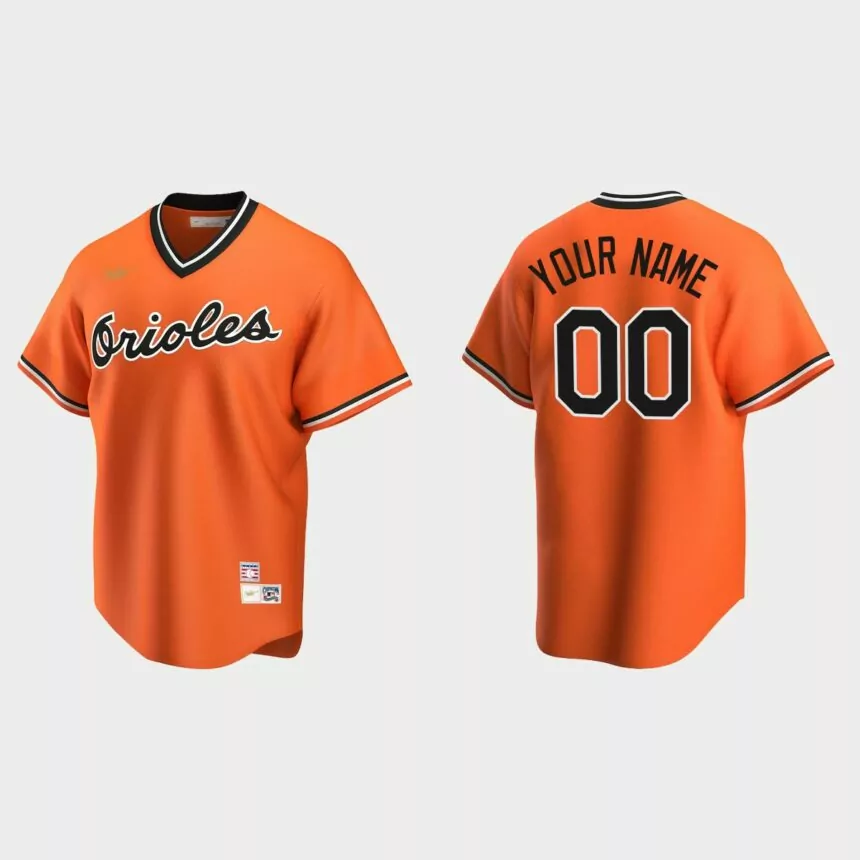 Men’s Custom #00 Baltimore Orioles Cooperstown Collection Alternate Jersey – Orange