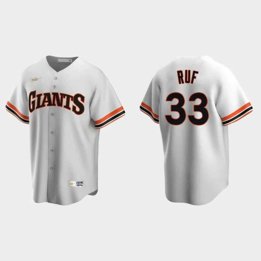 Men’s Darin Ruf #33 San Francisco Giants Cooperstown Collection Home Jersey – White