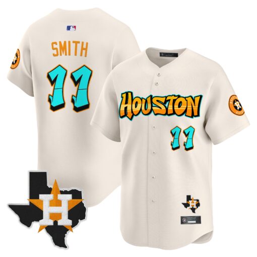 Men’s Houston Astros ‘Graffiti H-Town Edition’ Vapor Premier Limited Jersey #11 Cam Smith