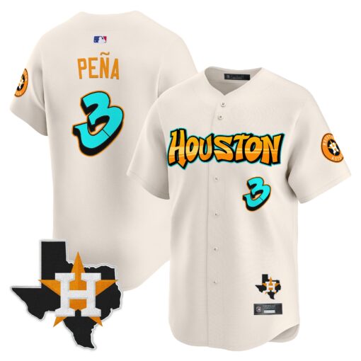 Men’s Houston Astros ‘Graffiti H-Town Edition’ Vapor Premier Limited Jersey #3 Jeremy Pena