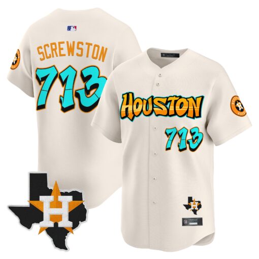 Men’s Houston Astros ‘Graffiti H-Town Edition’ Vapor Premier Limited Jersey #713 Screwston