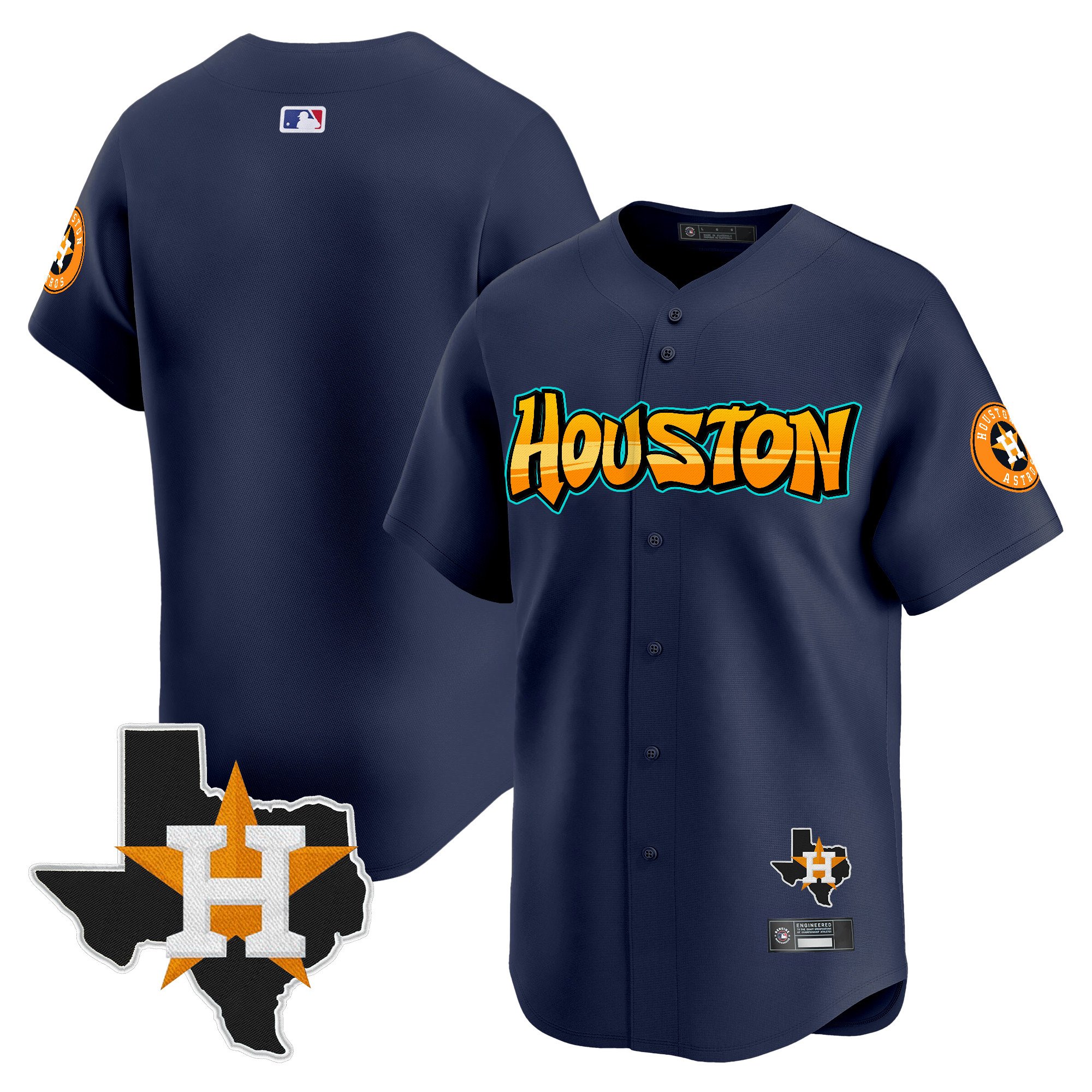 Men’s Houston Astros ‘Graffiti H-Town Edition’ Vapor Premier Limited Jersey navy blank