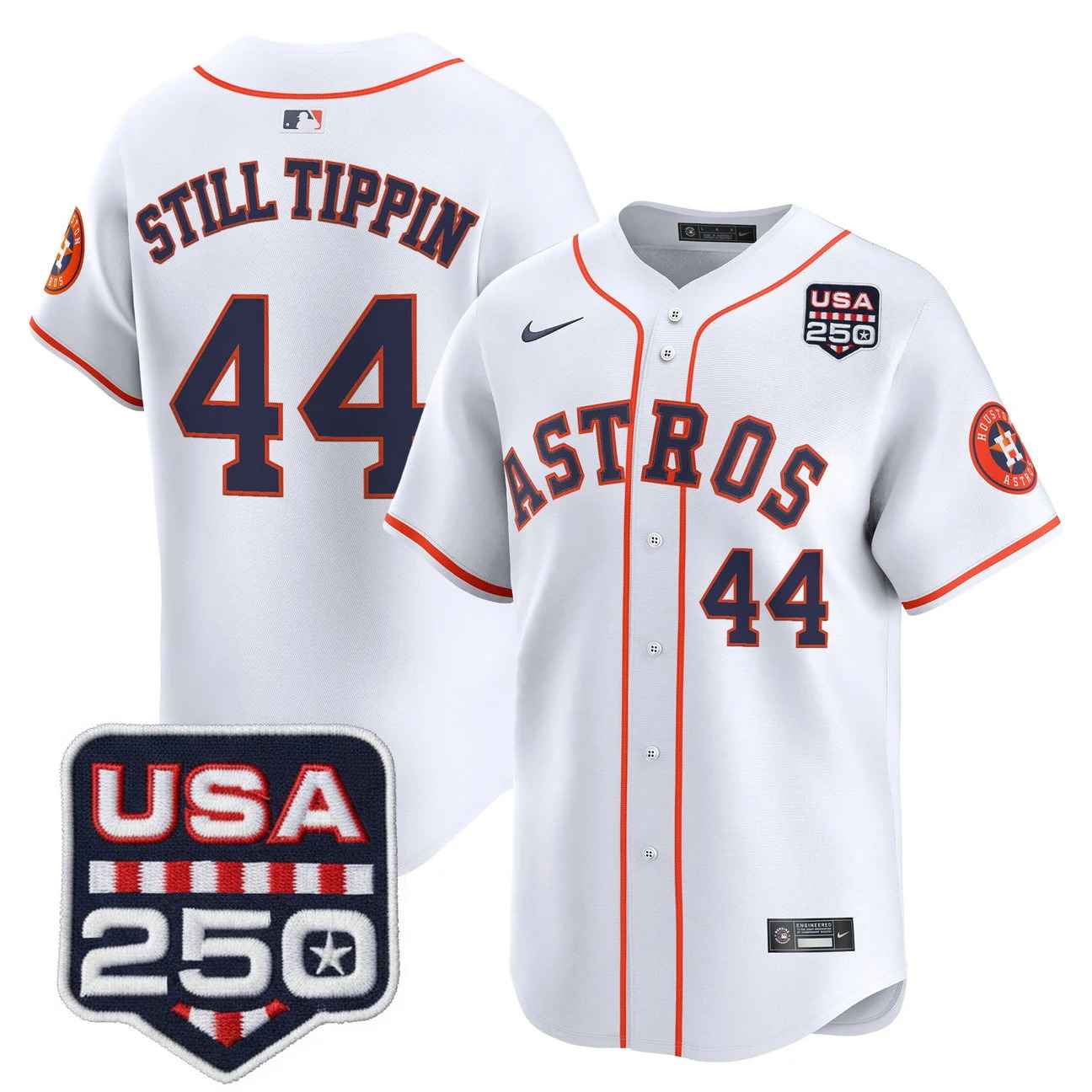 Men’s Houston Astros 250America Patch Vapor Premier Limited Jersey #44 STILL TIPPIN