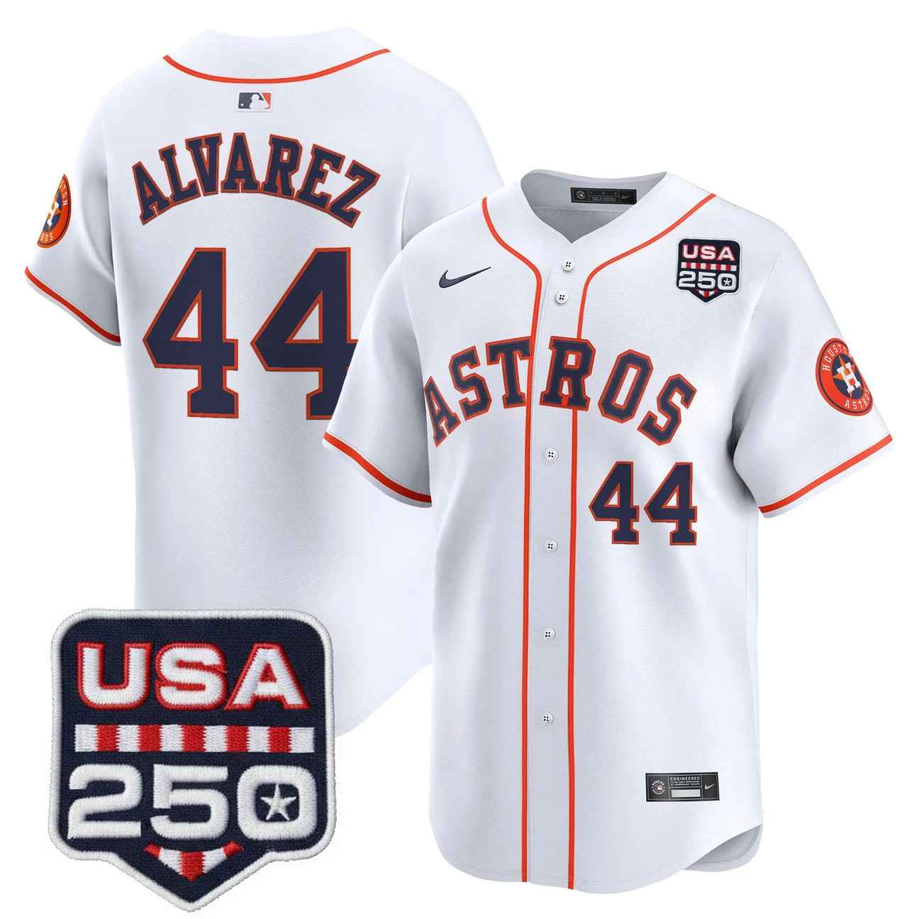 Men’s Houston Astros 250America Patch Vapor Premier Limited Jersey #44 YORDAN ALVAREZ