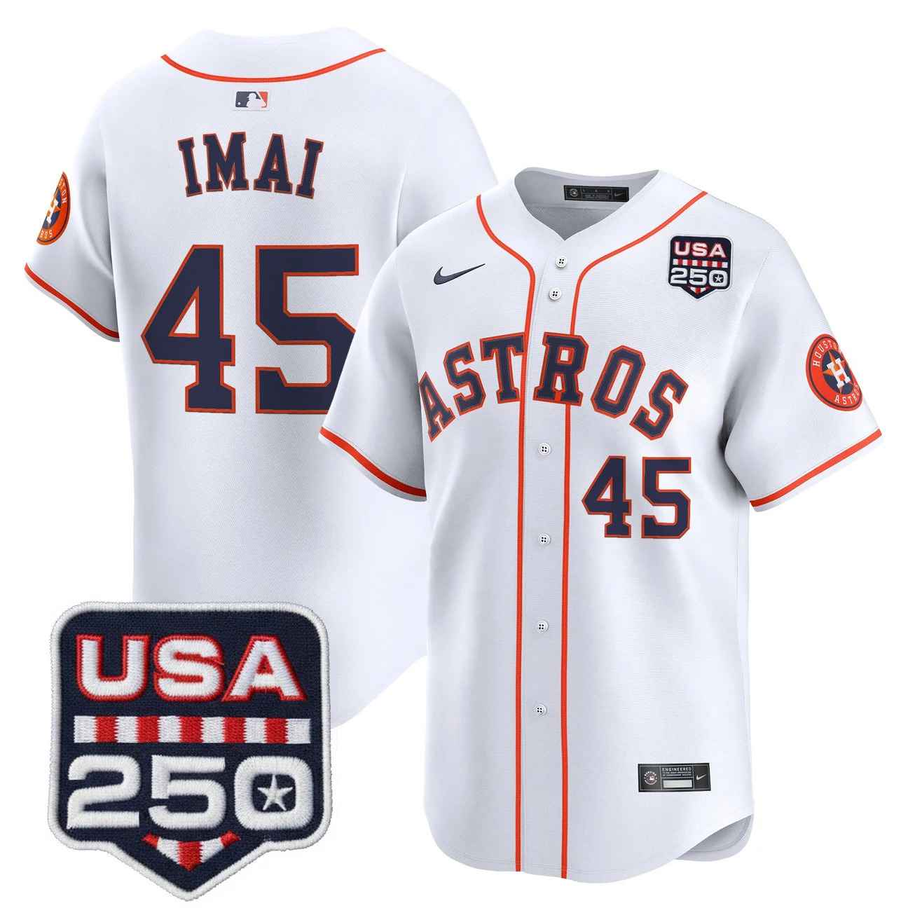 Men’s Houston Astros 250America Patch Vapor Premier Limited Jersey #45 TATSUYA IMAI