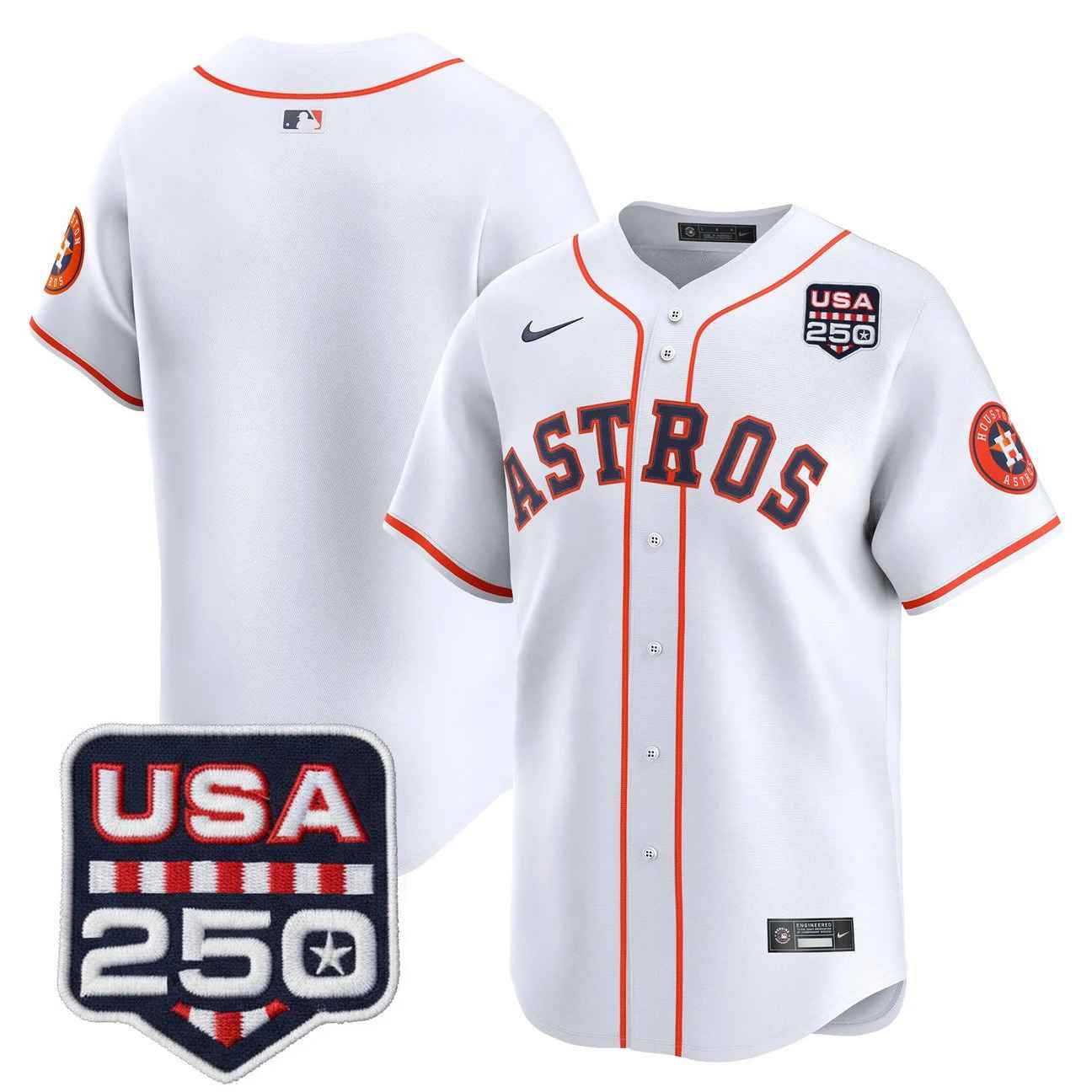 Men’s Houston Astros 250America Patch Vapor Premier Limited Jersey BLANK