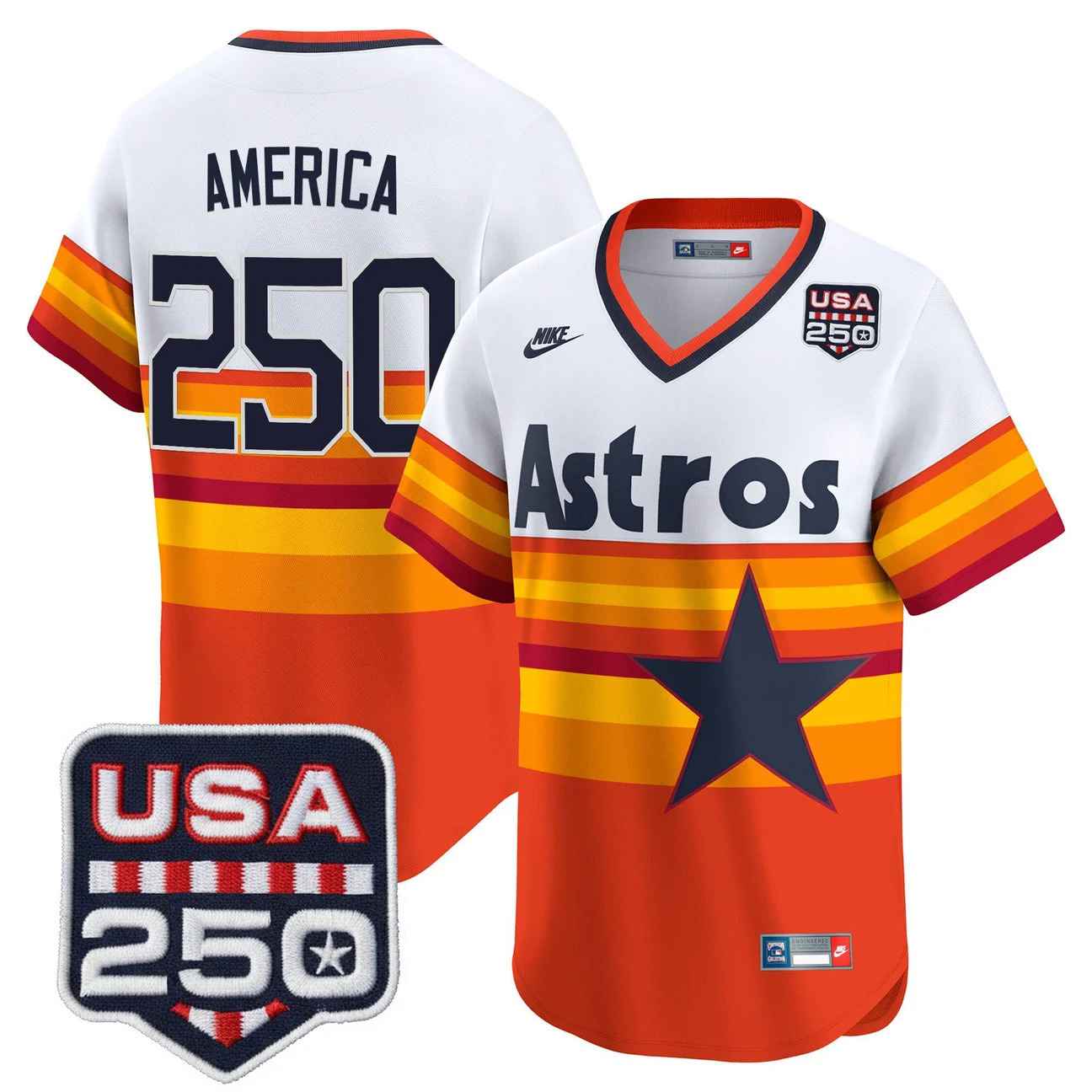 Men’s Houston Astros 250America Patch Vapor Premier Limited Jersey THROWBACK #250 AMERICA