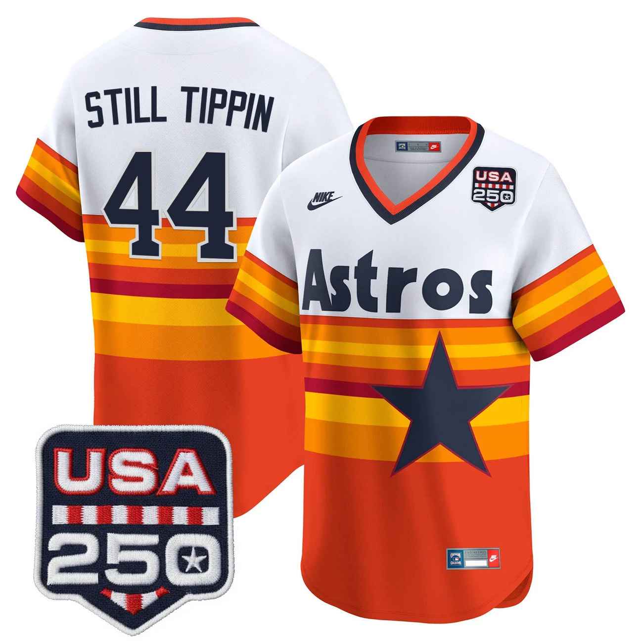 Men’s Houston Astros 250America Patch Vapor Premier Limited Jersey THROWBACK #44 STILL TIPPIN