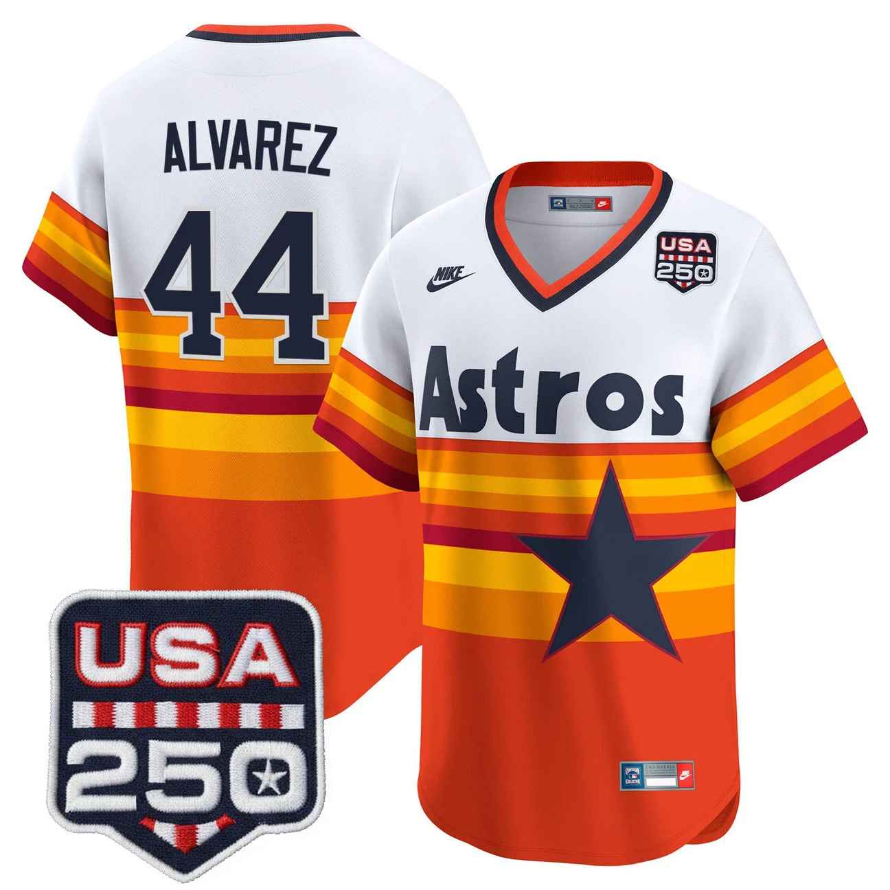 Men’s Houston Astros 250America Patch Vapor Premier Limited Jersey THROWBACK #44 YORDAN ALVAREZ