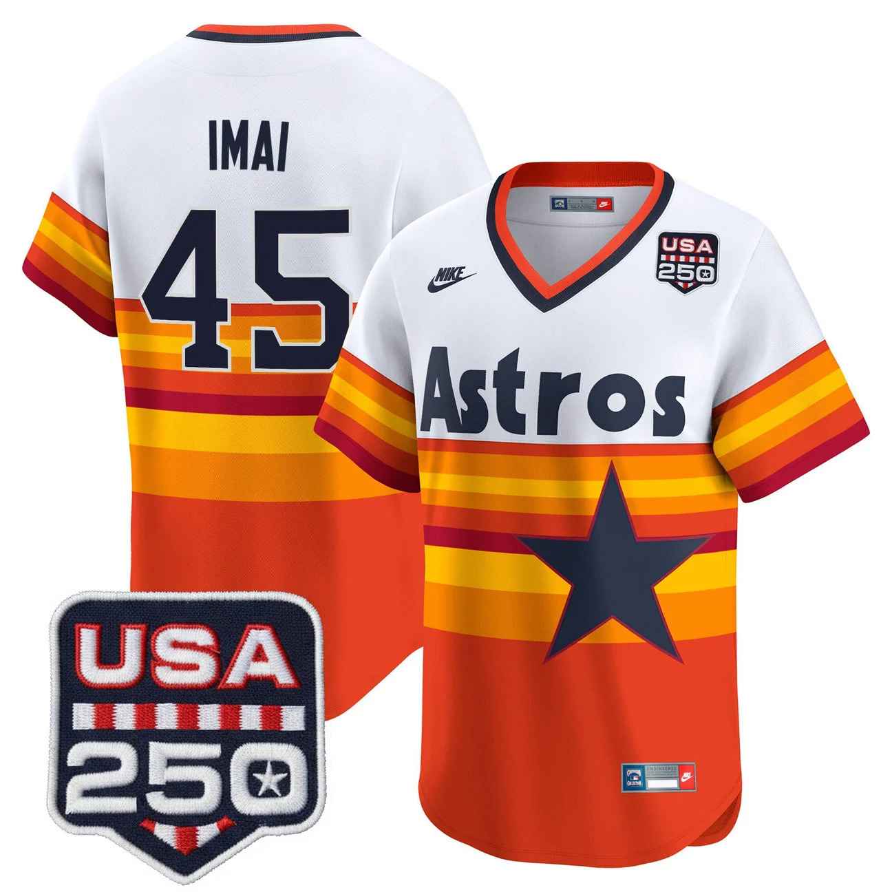 Men’s Houston Astros 250America Patch Vapor Premier Limited Jersey THROWBACK #45 TATSUYA IMAI
