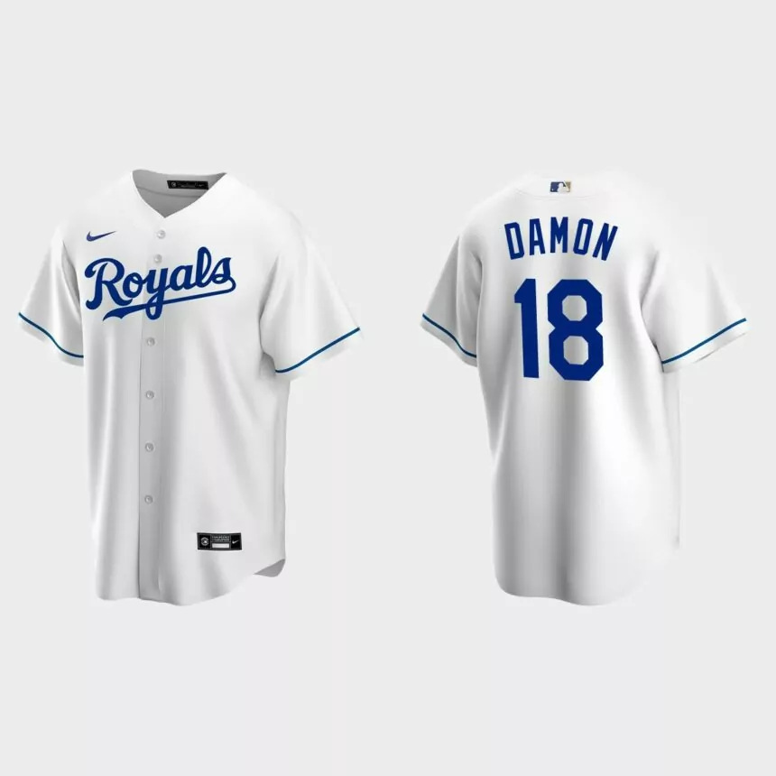Men’s Kansas City Royals Johnny Damon White Replica Retired Player Jersey