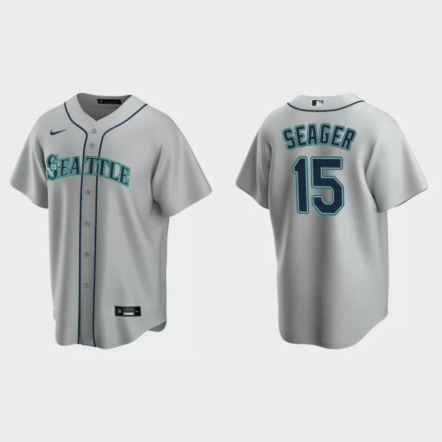Men’s Kyle Seager #15 Seattle Mariners Road Replica Jersey – Gray