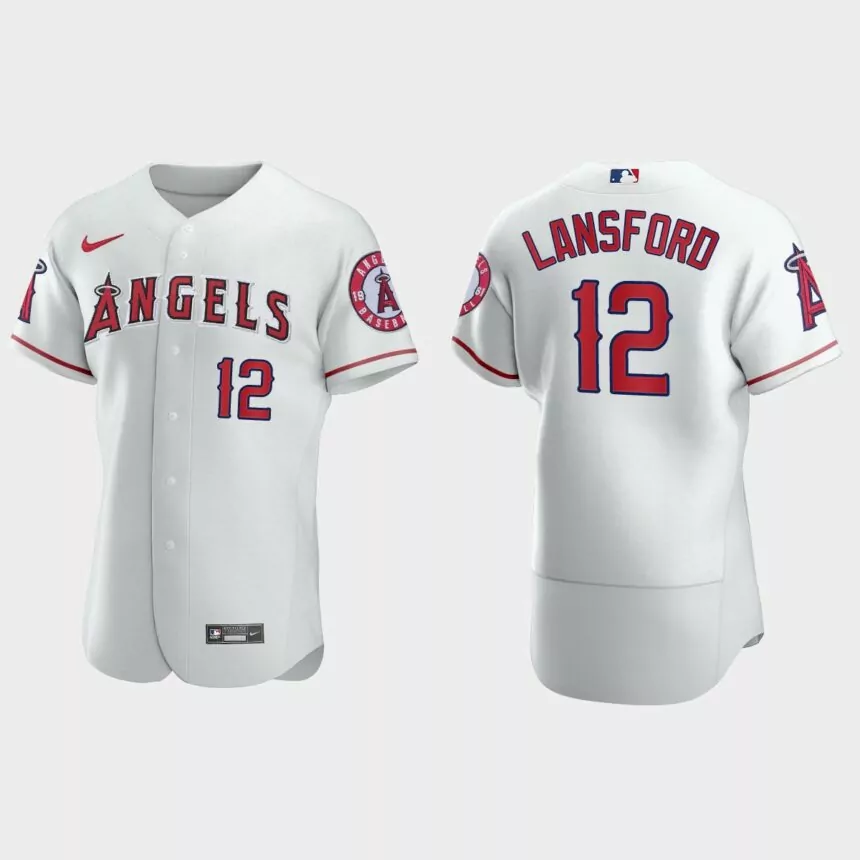 Men’s Los Angeles Angels Carney Lansford White Authentic Retired Player Jersey