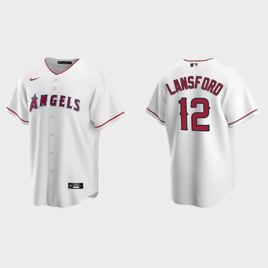 Men’s Los Angeles Angels Carney Lansford White Replica Retired Player Jersey