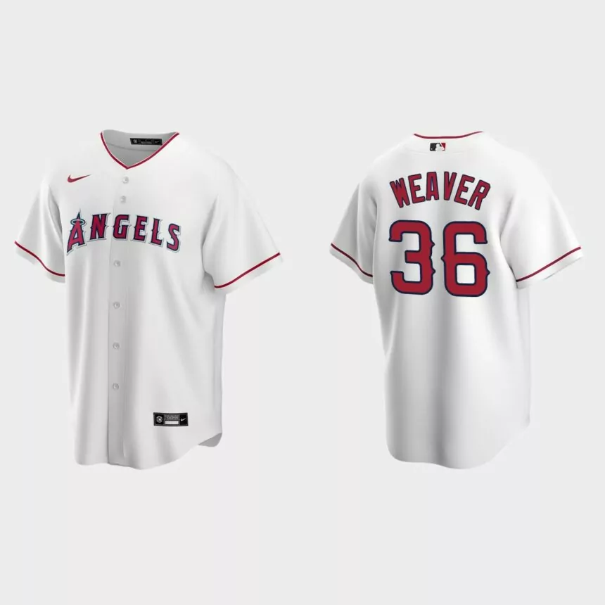 Men’s Los Angeles Angels Jered Weaver White Replica Retired Player Jersey