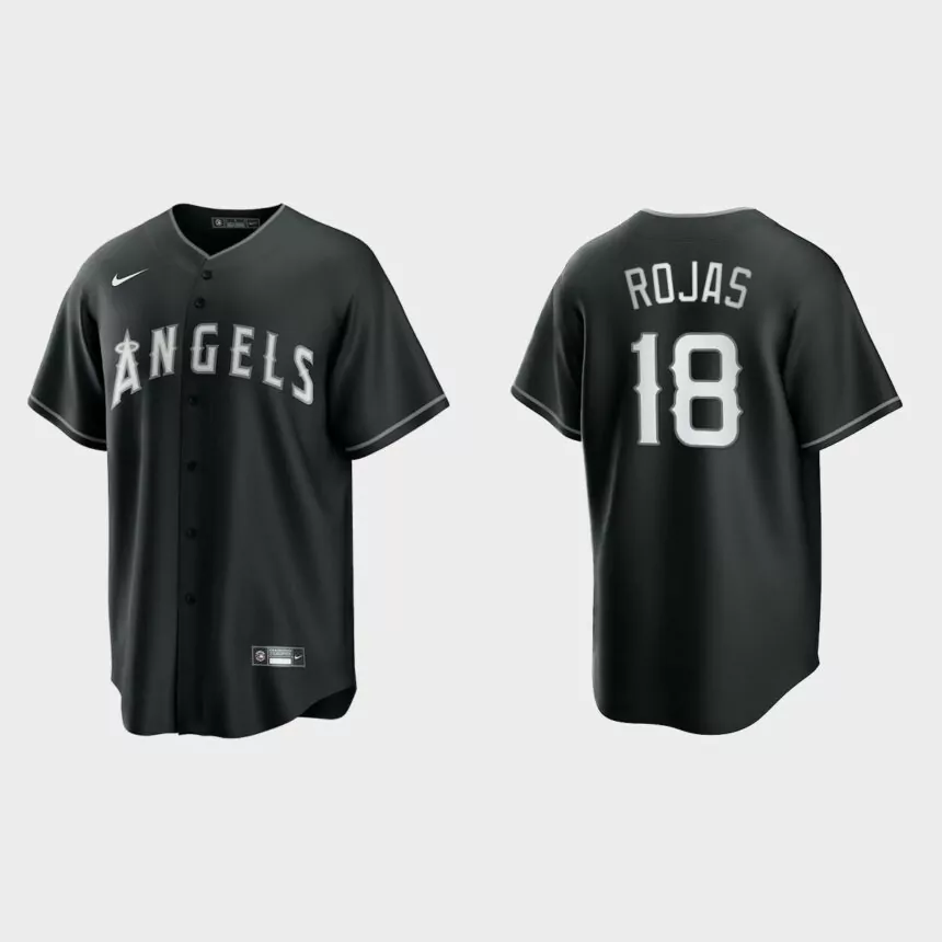 Men’s Los Angeles Angels Jose Rojas Black White 2021 All Black Fashion Replica Jersey