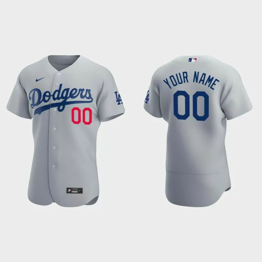 Men’s Los Angeles Dodgers Gray Authentic 2020 Alternate Custom Jersey