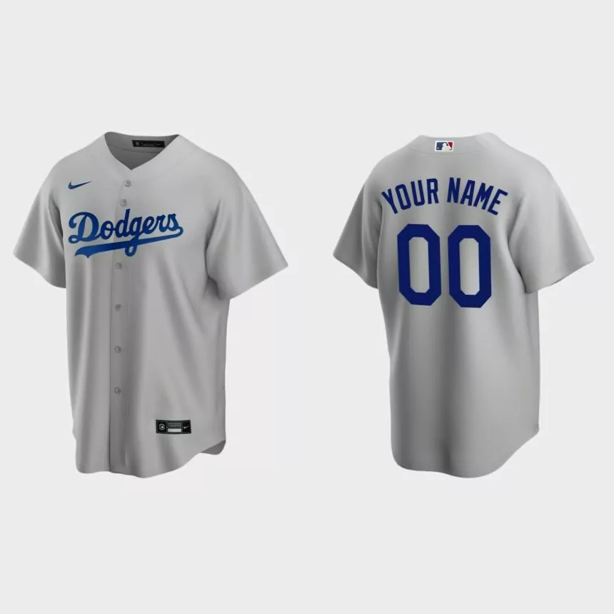 Men’s Los Angeles Dodgers Gray Replica Alternate Custom Jersey