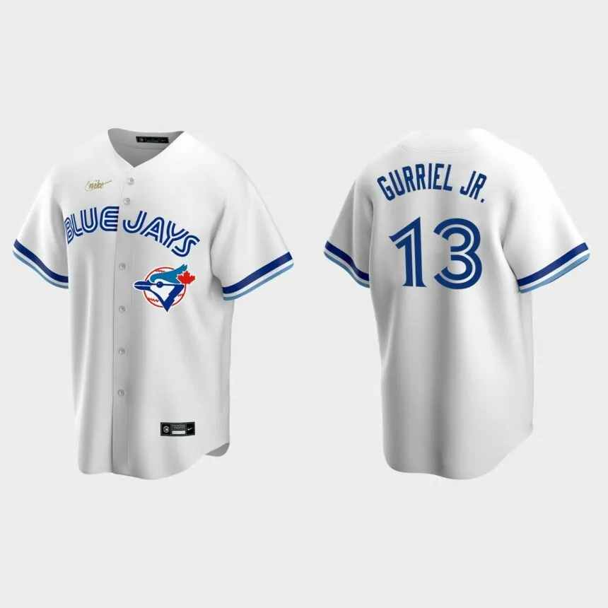 Men’s Lourdes Gurriel Jr. #13 Toronto Blue Jays Cooperstown Collection Home Jersey – White