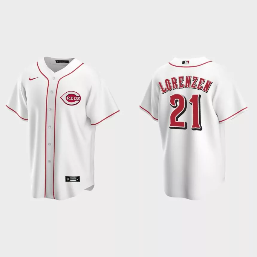 Men’s Michael Lorenzen Cincinnati Reds Home Replica Jersey – White