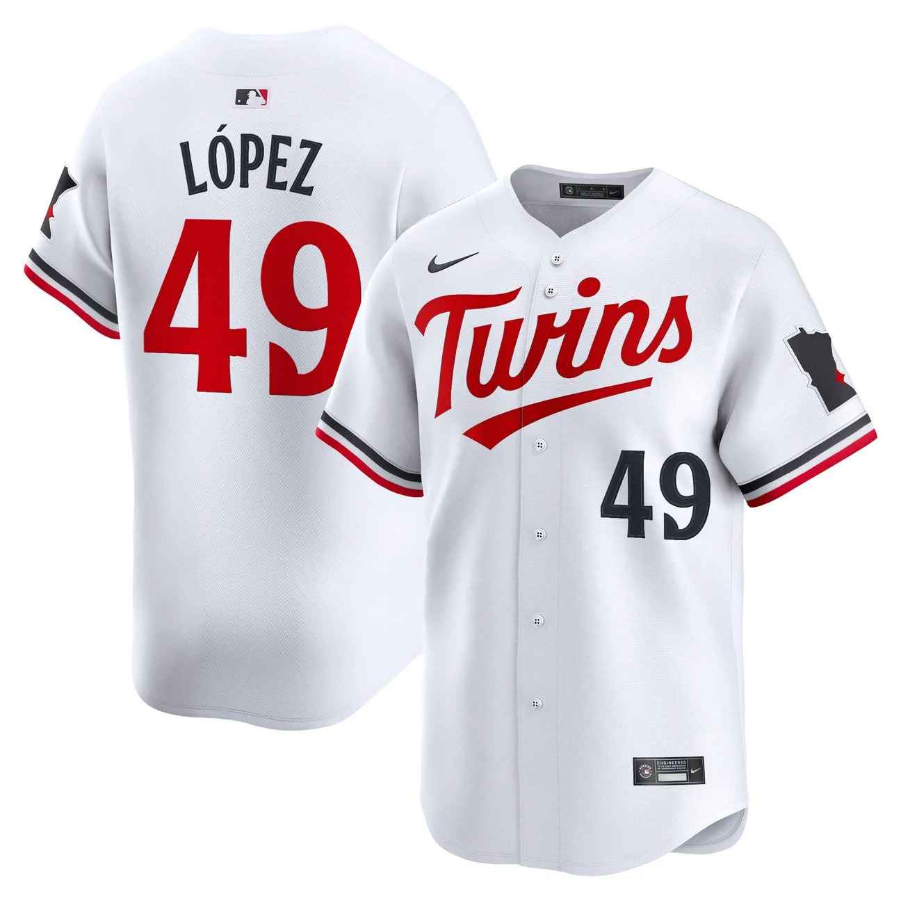 Men’s Minnesota Twins 2026 Vapor Premier Limited Jersey WHITE #49 PABLO LOPEZ