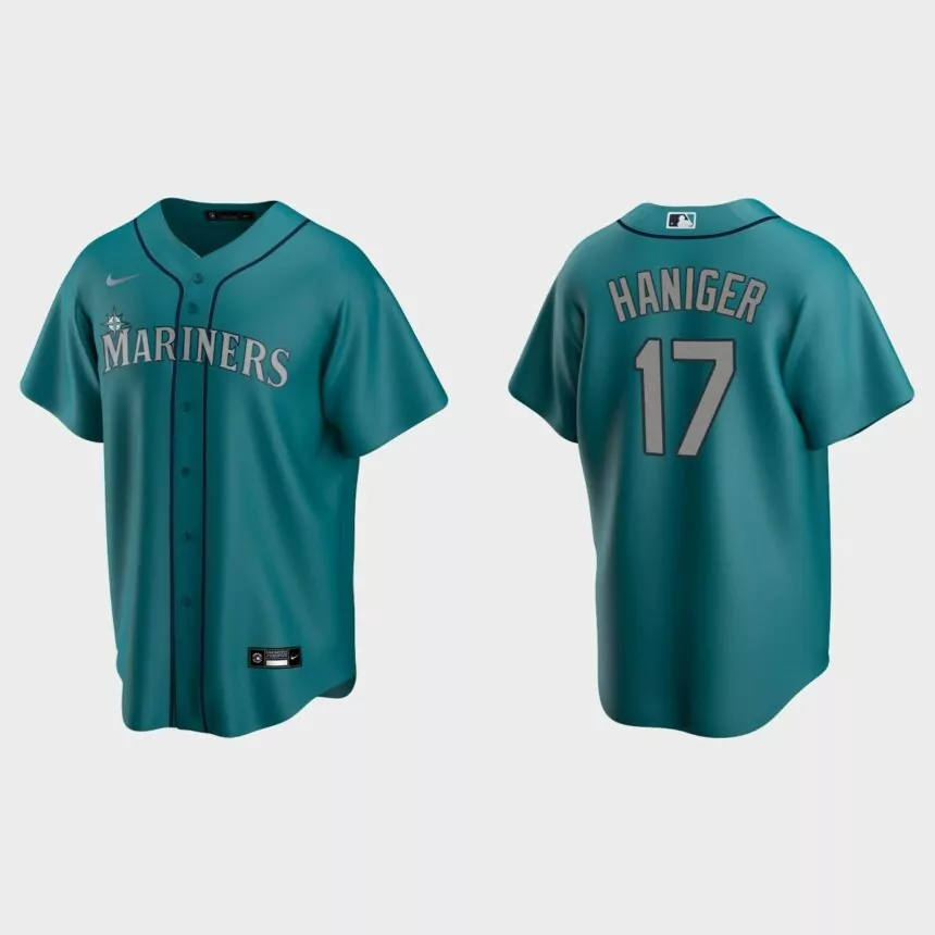 Men’s Mitch Haniger #17 Seattle Mariners Alternate Replica Jersey – Aqua