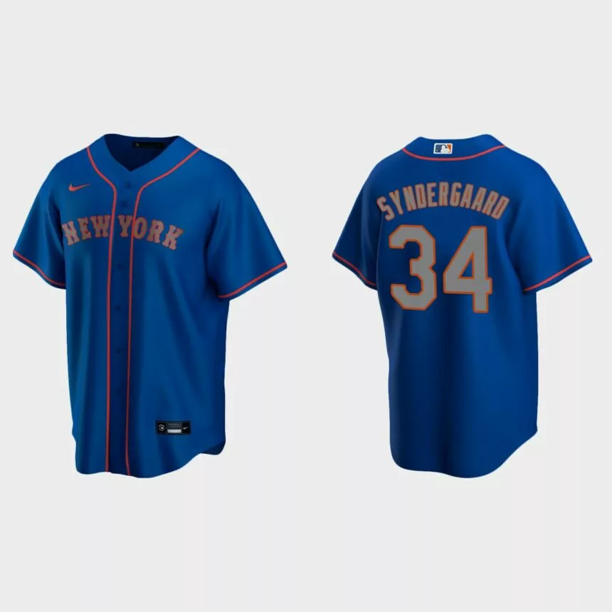 Men’s New York Mets Noah Syndergaard Alternate Road Replica Jersey – Royal