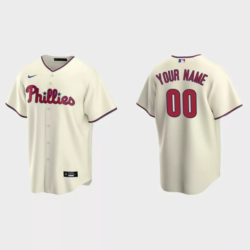 Men’s Philadelphia Phillies Cream Replica Alternate Custom Jersey